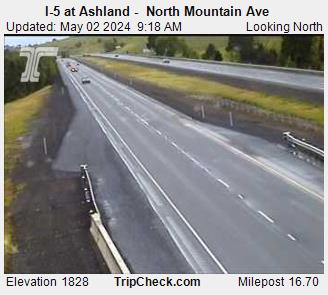 I-5 at Mountain Avenue, Milepost 16.7, elevation 1830 feet.  Courtesy Oregon Department of Transportation.