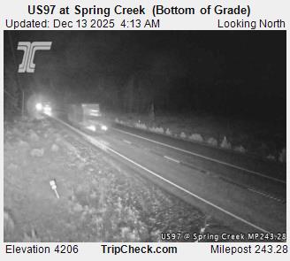 Us97 At Spring Creek Bottom Of Grade Oregon Road And Traffic Cam