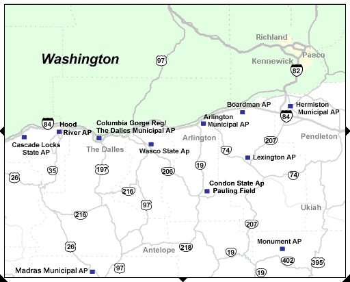 Map showing airport locations