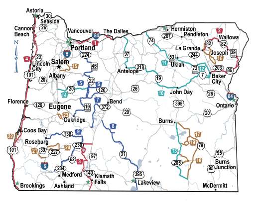 highway map of oregon Oregon Scenic Byways Tripcheck Oregon Traveler Information highway map of oregon