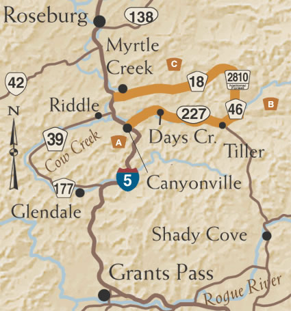 Myrtle Creek/Canyonville Tour Map