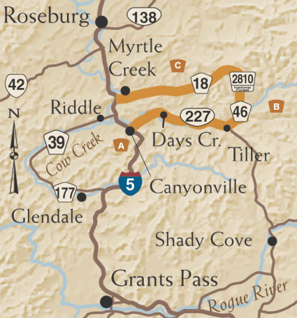 Myrtle Creek Oregon Map The Myrtle Creek—Canyonville Tour Route | Tripcheck - Oregon Traveler  Information