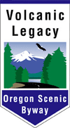 The Volcanic Legacy Scenic Byway roadsign