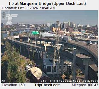 I-5 & Marquam Bridge (Upper Deck East) traffic camera, view east, Portland