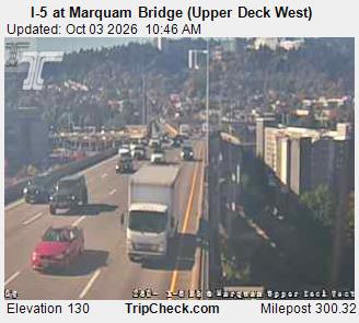 I-5 & Marquam Bridge (Upper Deck West) traffic camera, view west, Portland