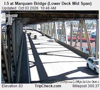 I-5 & Marquam Bridge (Lower Deck Mid Span) traffic camera, view west, Portland