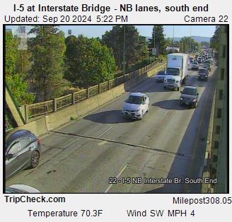 Camera 1002: I-5 at Interstate Bridge NB, south end