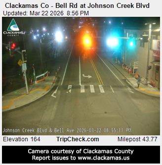 Clackamas Co - Bell Rd at Johnson Creek Blvd live webcam