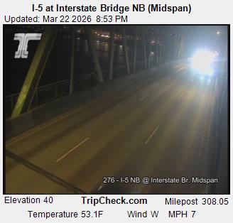 I-5 at Interstate Bridge NB (Midspan) live webcam
