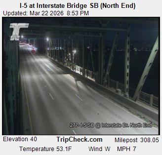 I-5 at Interstate Bridge SB (North End) live webcam