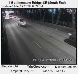 I-5 at Interstate Bridge SB (South End) live webcam