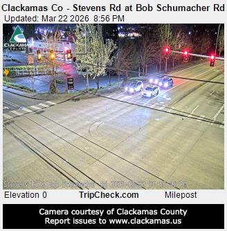 Clackamas Co - Stevens Rd at Bob Schumacher Rd live webcam
